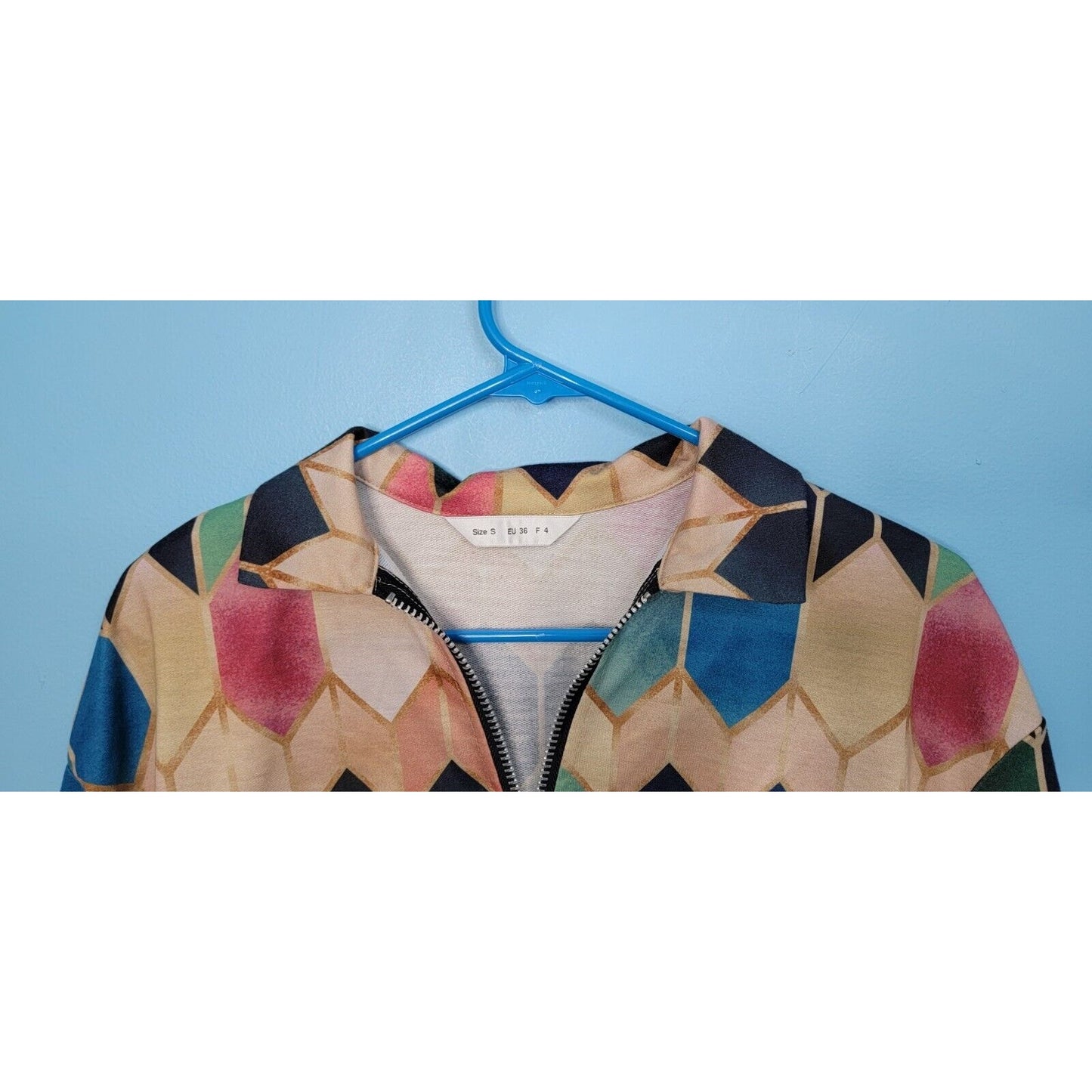 Tendency Shirt Womens Small Multi Color Geometric 1/2 Zip Stretch Pullover