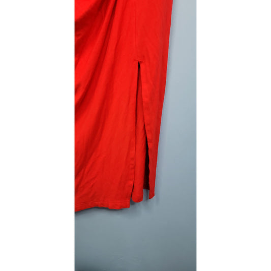 Ava & Viv 3X Red Chest Cut Out Long Sleeve Midi Dress
