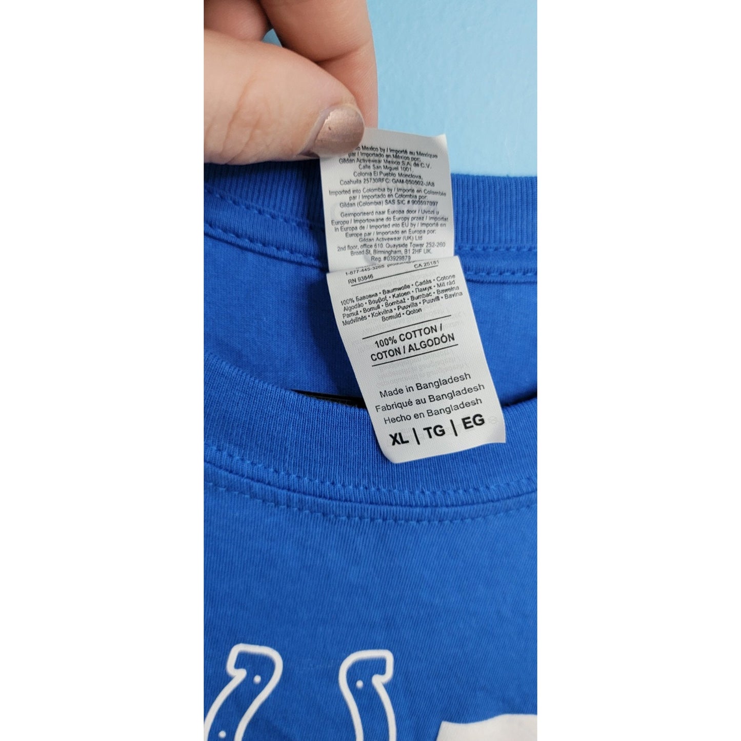 Indianapolis Colts "Back In Action" Gildan Softstyle T-Shirt Unisex size XL Blue