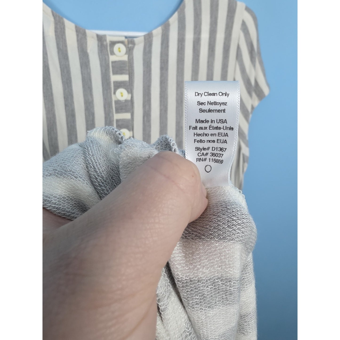 Anthropologie Puella Dress Gray And White Stripe With Flutter Hem Sizes Medium