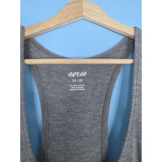 Aerie Jumpsuit Jogger Pants Tank Top Elastic Waist XS Pockets Loungewear Gray