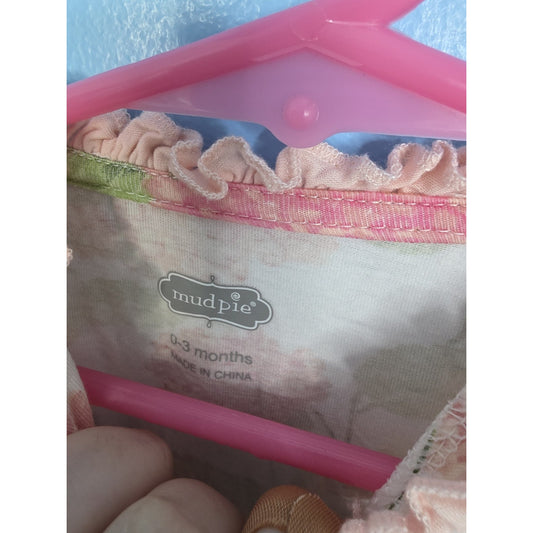 Mud Pie Baby Girl Hydrangea Sleeper One Piece Size 0-3 Months Pink Bamboo