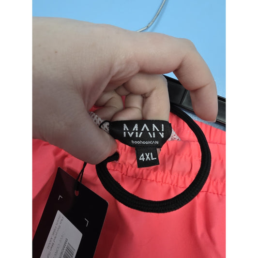 boohoo man coral mesh lined swim shorts size 4XL elastic waist drawstring NWT