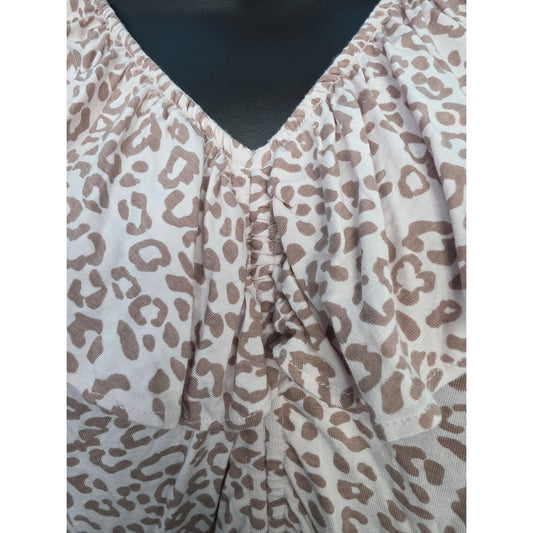 Kate Quinn XS 96% Bamboo Animal Print Top with Scrunch Front