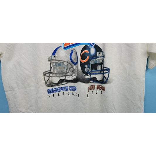 Superbowl 2007 XLl Colts Vs Bears Men's Large T-Shirt Gray Delta Pro Weight