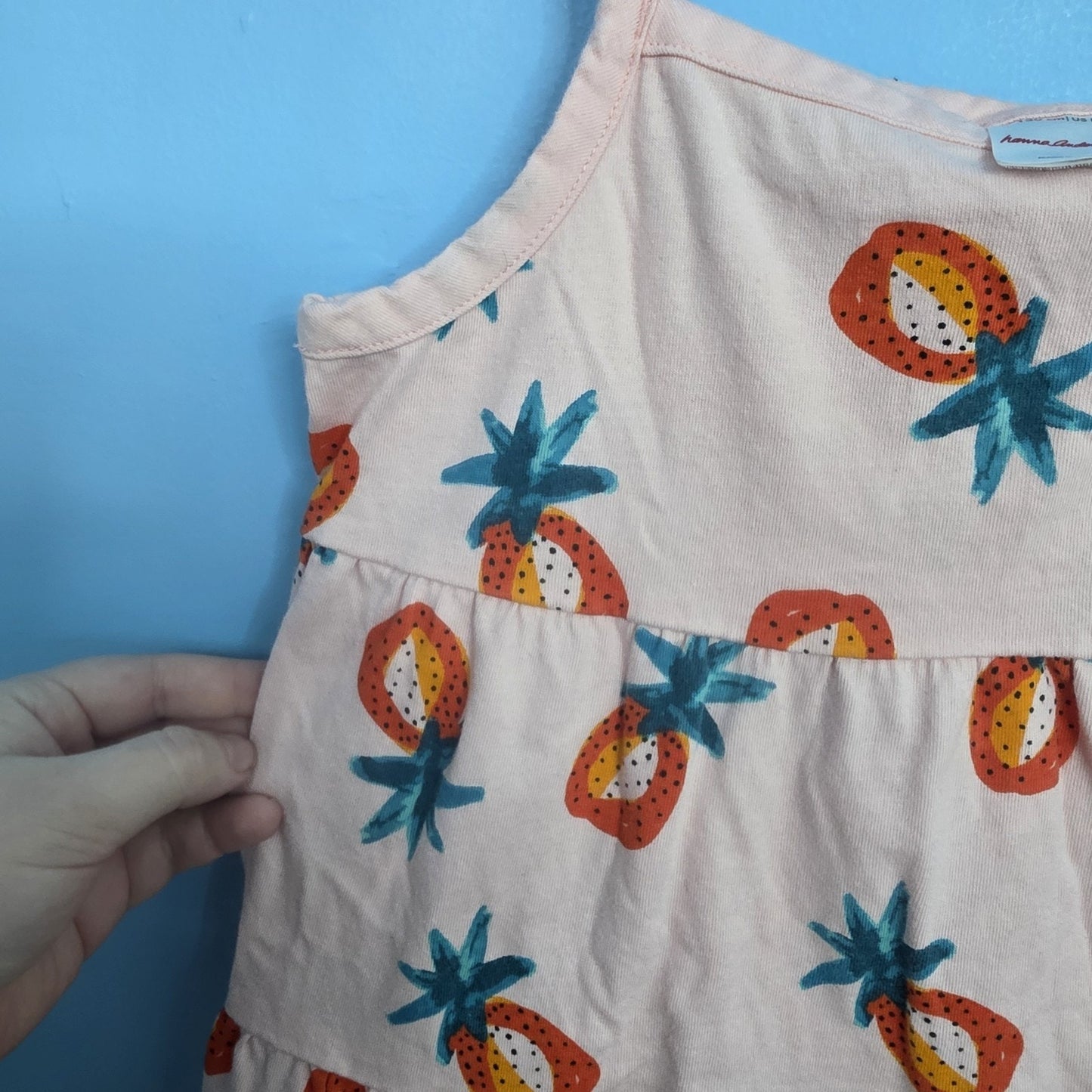 Hanna Andersson Fruit Pink Strawberry Cami Top Girls Size 130/8