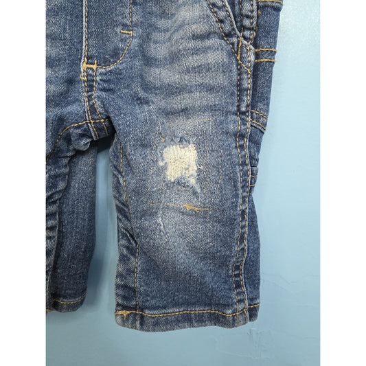 Oshkosh B’gosh baby 3m distressed denim overalls with light blue pocket vestbak