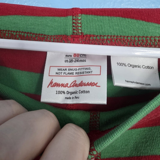 HANNA ANDERSSON red/green opposite striped pajamas Size 18/24 months