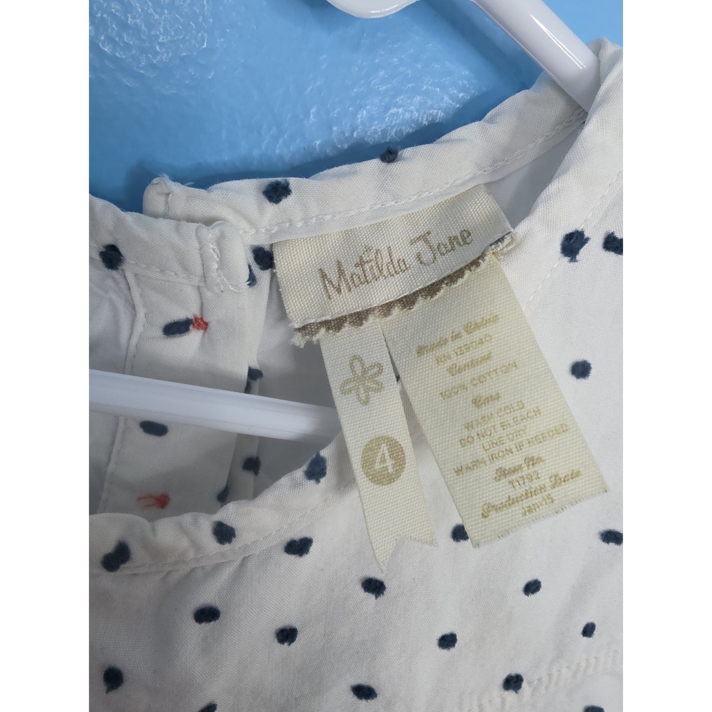 Matilda Jane White Polka Dot Top Size 4