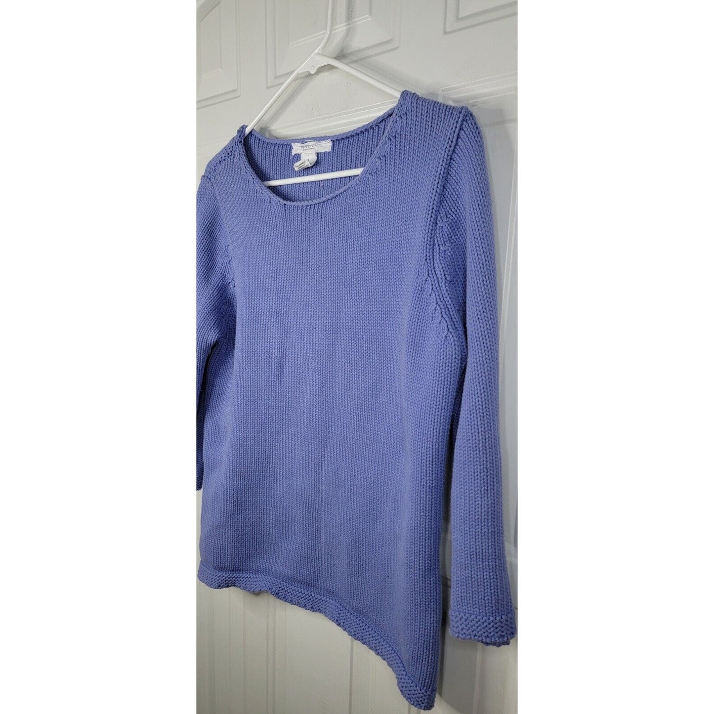 Workshop Republic Clothing Knit Crew Neck Blue Sweater 3/4 Sleeves Size Large
