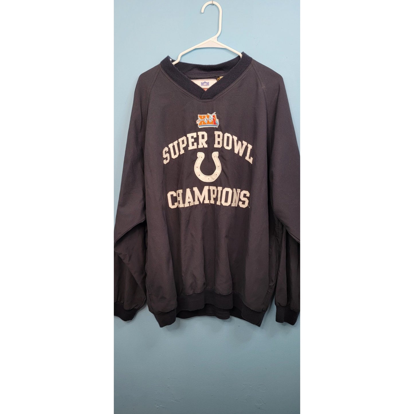 NFL Superbowl Champs XLI Colts Windbreaker Navy Pullover V-Neck Pockets Size XL