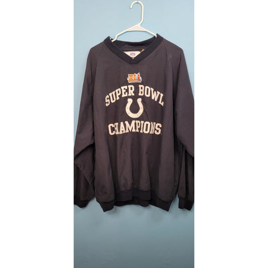 NFL Superbowl Champs XLI Colts Windbreaker Navy Pullover V-Neck Pockets Size XL