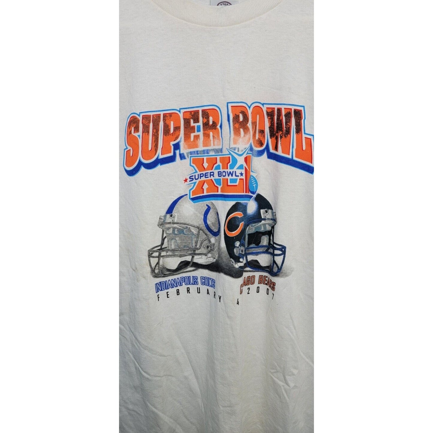 Superbowl 2007 XLl Colts Vs Bears Men's Large T-Shirt Gray Delta Pro Weight