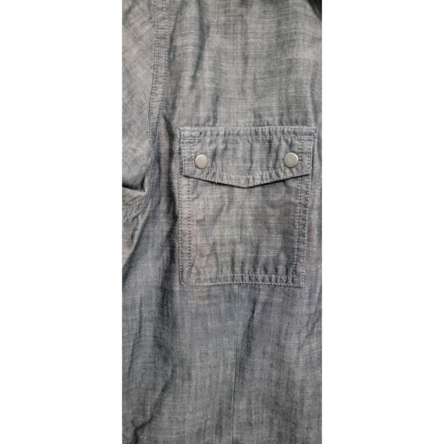 Women's Small Columbia Camp Henry Long Sleeve Cotton Shirt Gray Button Up