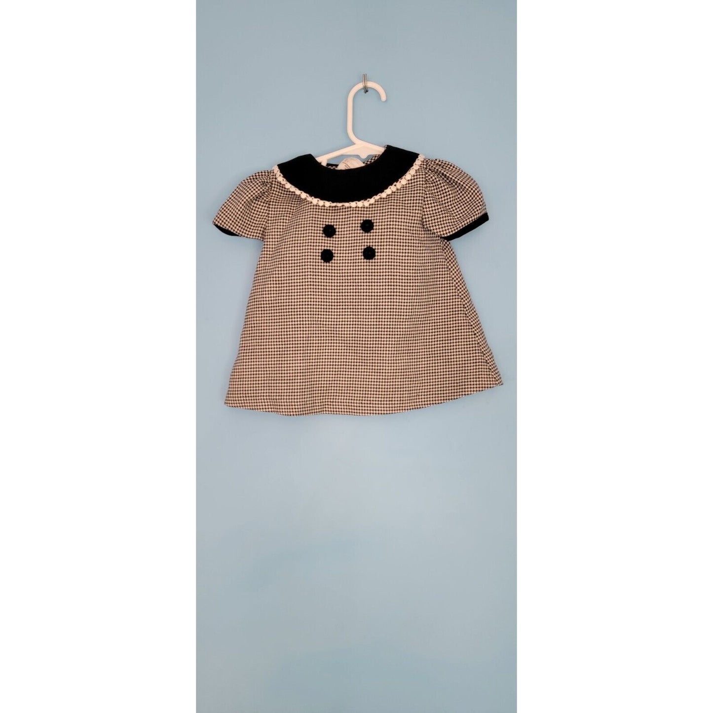 Vintage 3- Piecd Bonnie Baby Outfit, Jacket, Dress And Bloomers Black And White