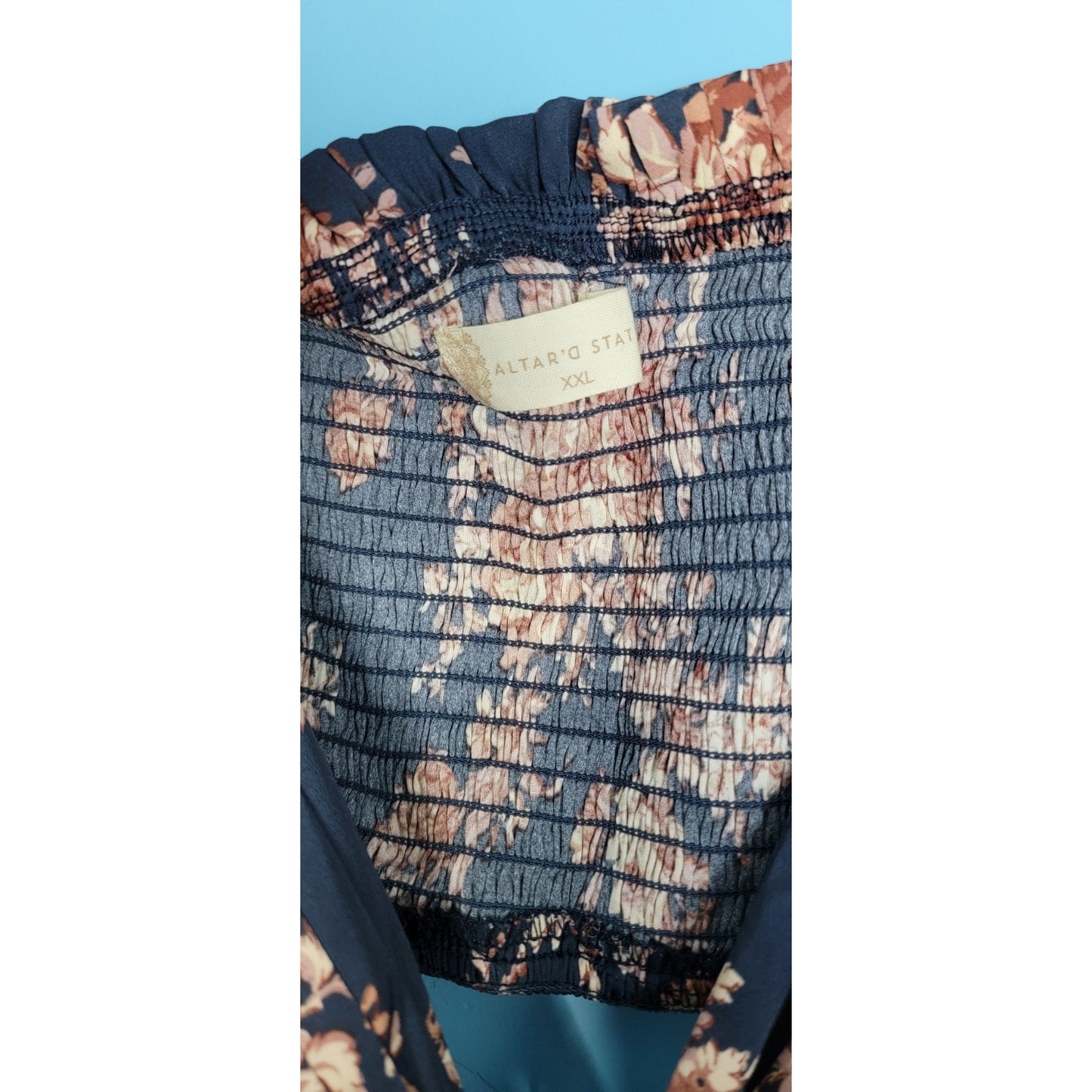 NWT Altar'd State Size XXL Navy Blue Floral Dress With Cut Outs Open Back Zipper