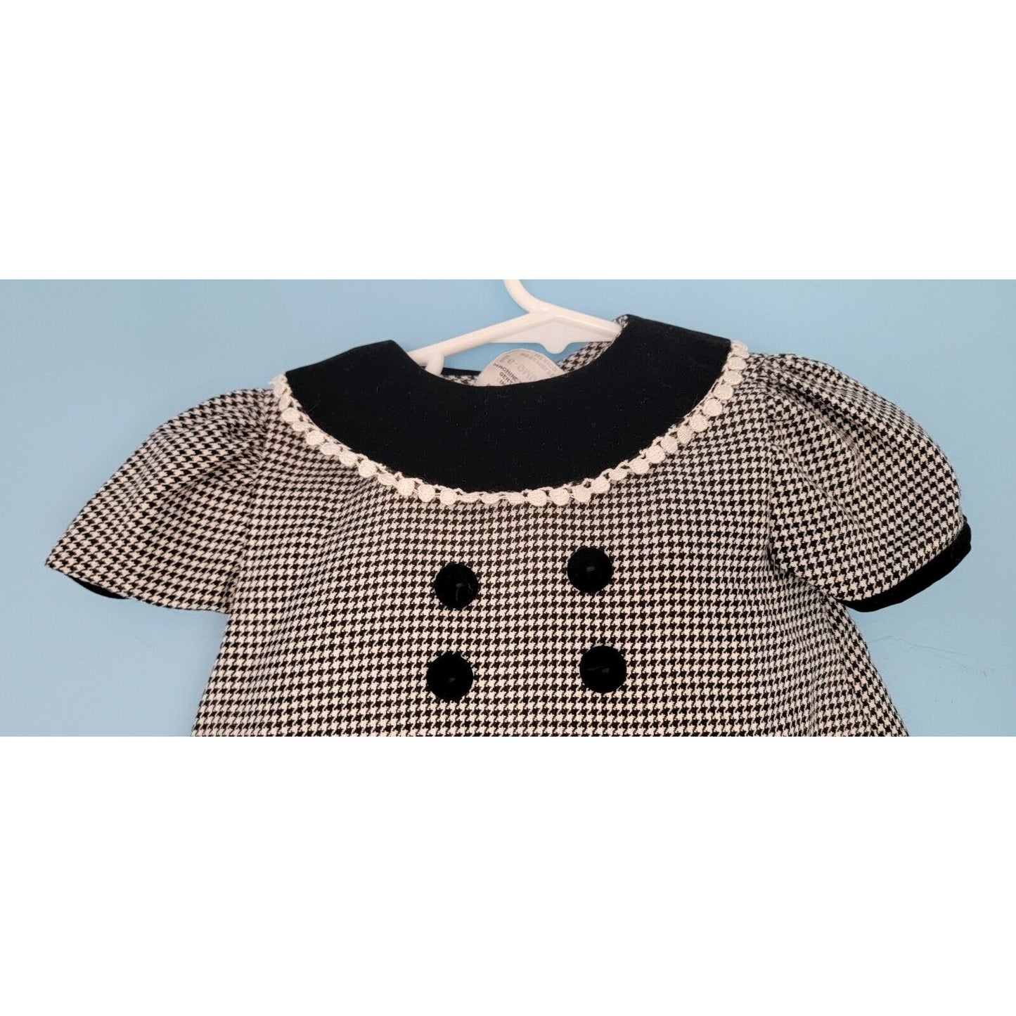 Vintage 3- Piecd Bonnie Baby Outfit, Jacket, Dress And Bloomers Black And White
