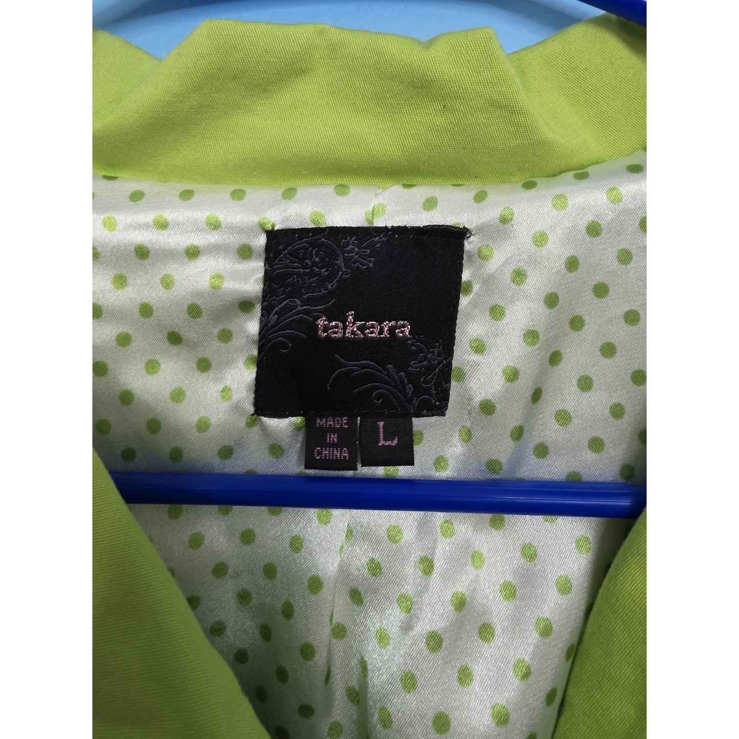 Takara Bright Green Double Breasted Trench Coat Girls Large Belted Ruffle Hem