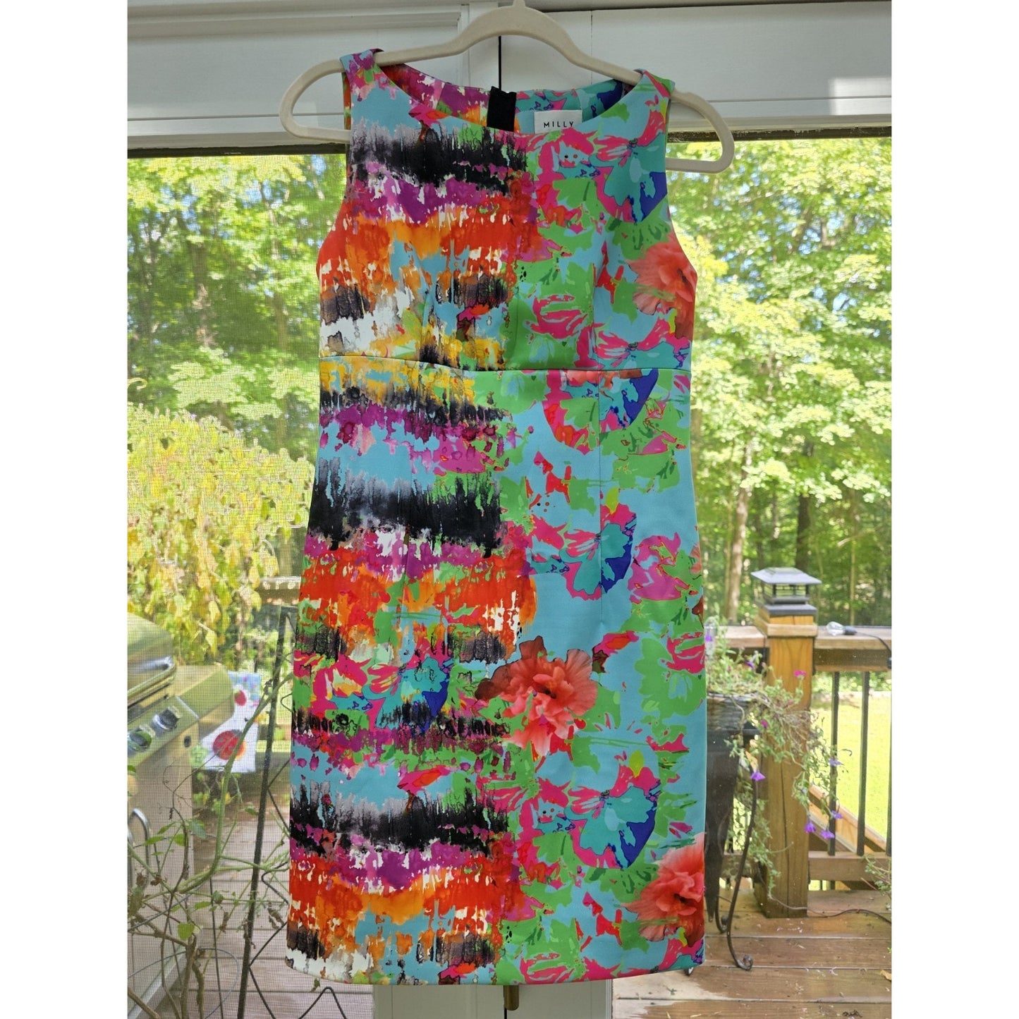 Milly Size 4 - Multicolor Boatneck Scuba Sheath Dress