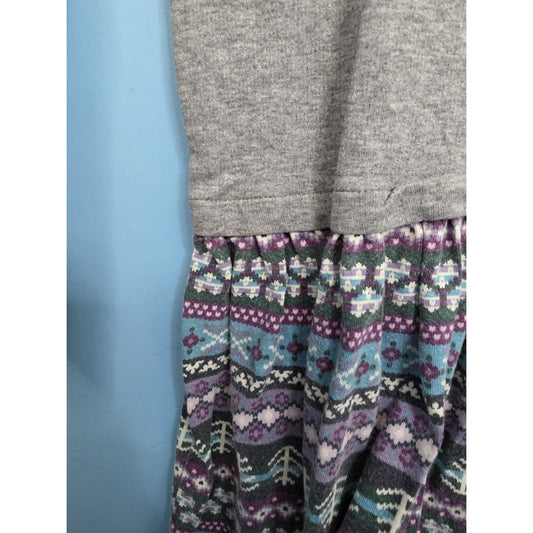 Tea Collection Dress Size 7 EUC Gray With Purple Print Skirt