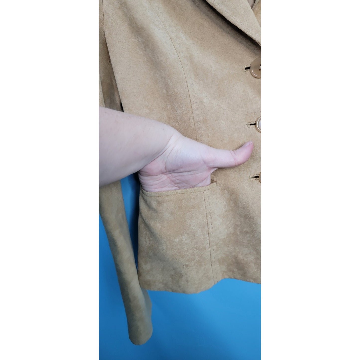 Women's Etam Tan Coat Blazer Size 160/80A With Pockets