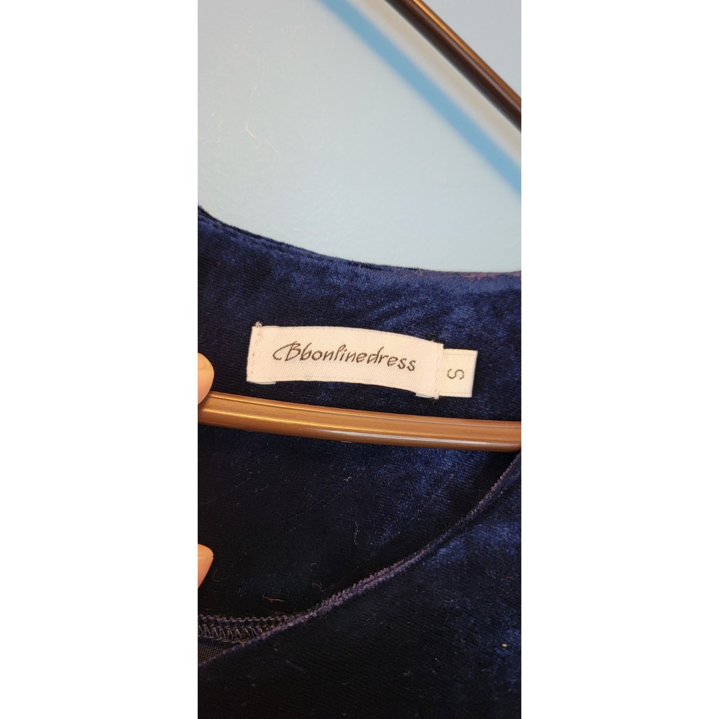 Bbonlinedress Size Small Navy Blue Velvet Fit & Flare Dress NWOT