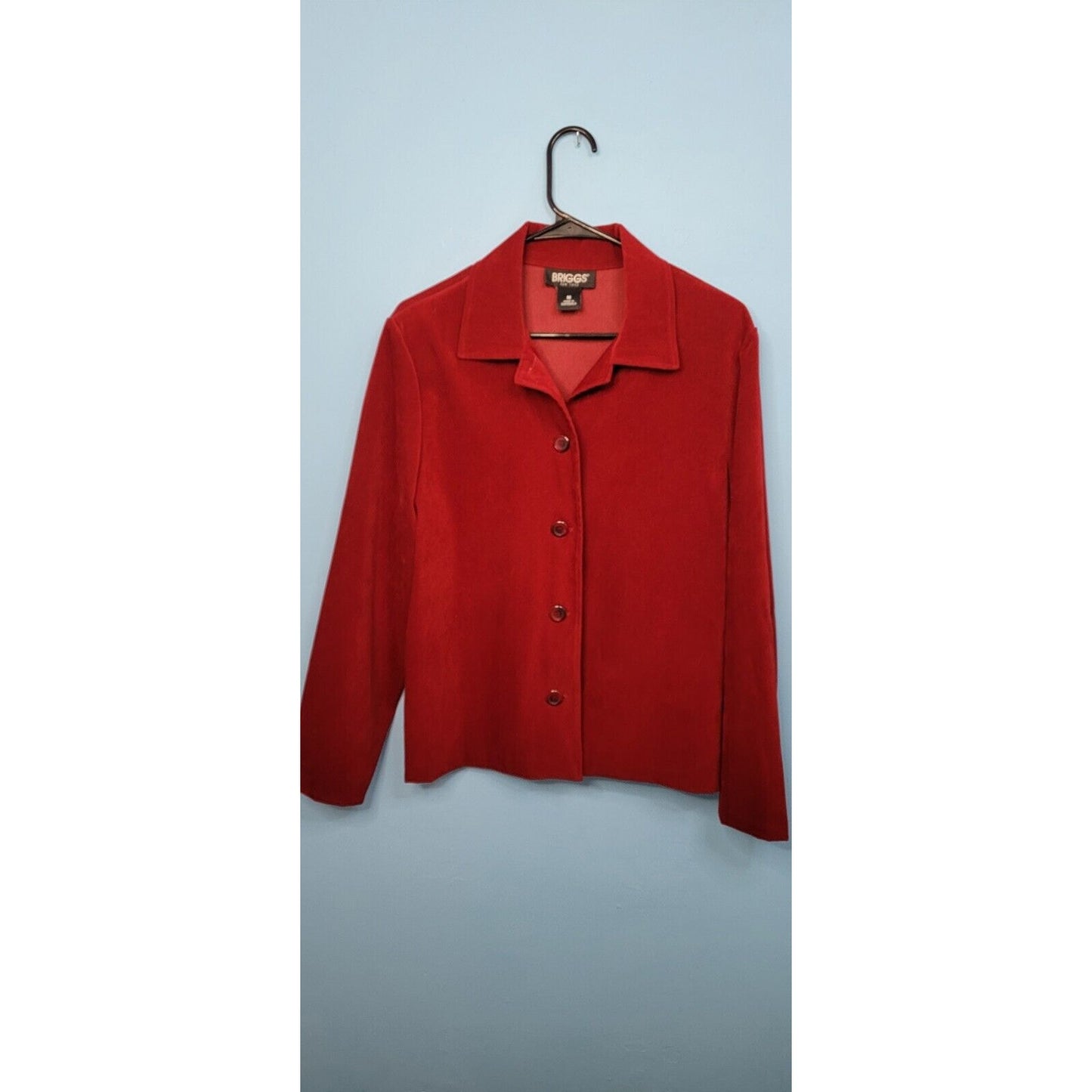 Briggs New York Medium Red Long Sleeve Button Down Women's Blazer Jacket