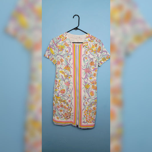 Trina Turk Size 8 Multicolored 2 Way Zip Front Closure Shift Summer Dress
