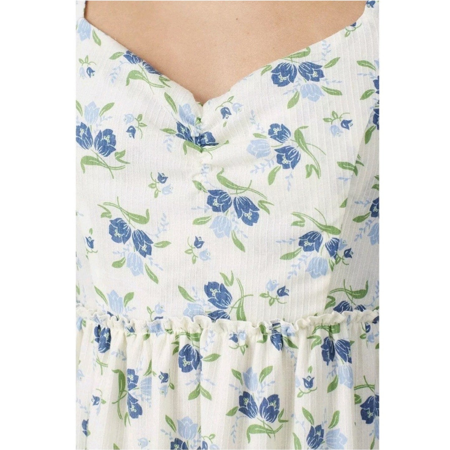 Sweet Baby Jamie Ivory Floral Print Tiered 3/4 Sleeve Midi Dress Size Medium