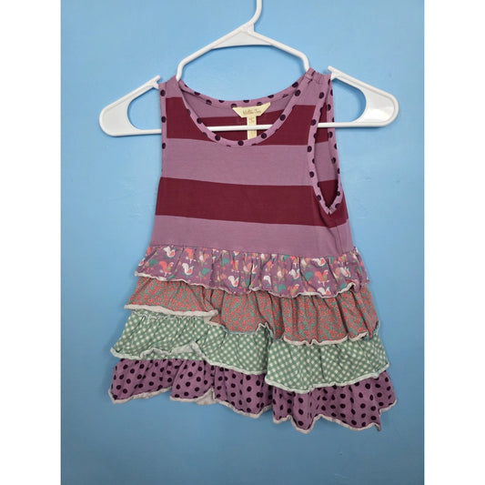 Matilda Jane Top Sz 8 Oh Dear Ruffles Tunic Tank Once Upon A Time Dots Stripes