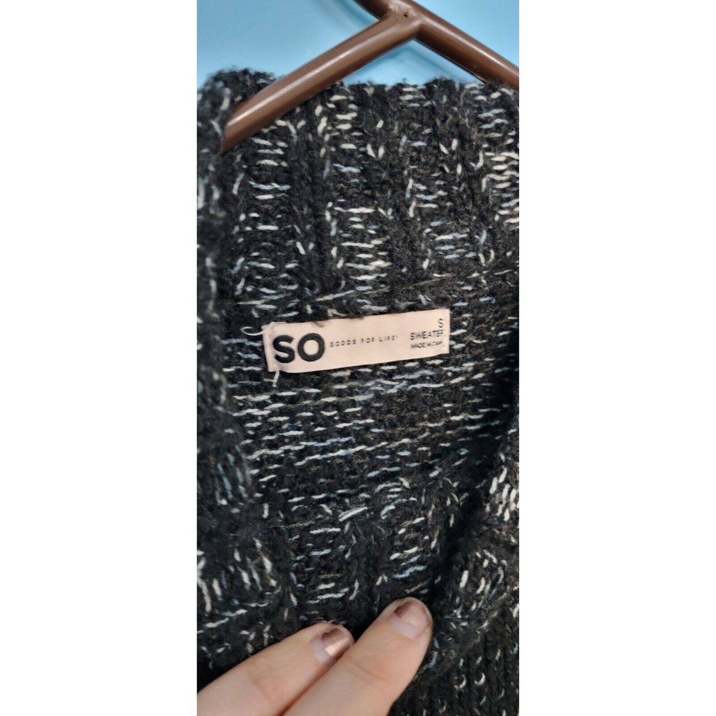 SO Knit Cropped Flash Sweater Black Women's Size S Chunky Knit