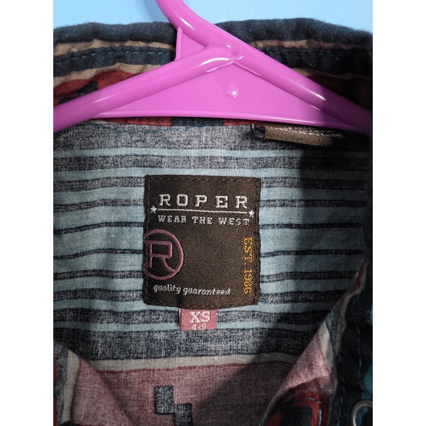 Roper Girls XS (4-5) Snap Ombre Aztec Horizontal Rust