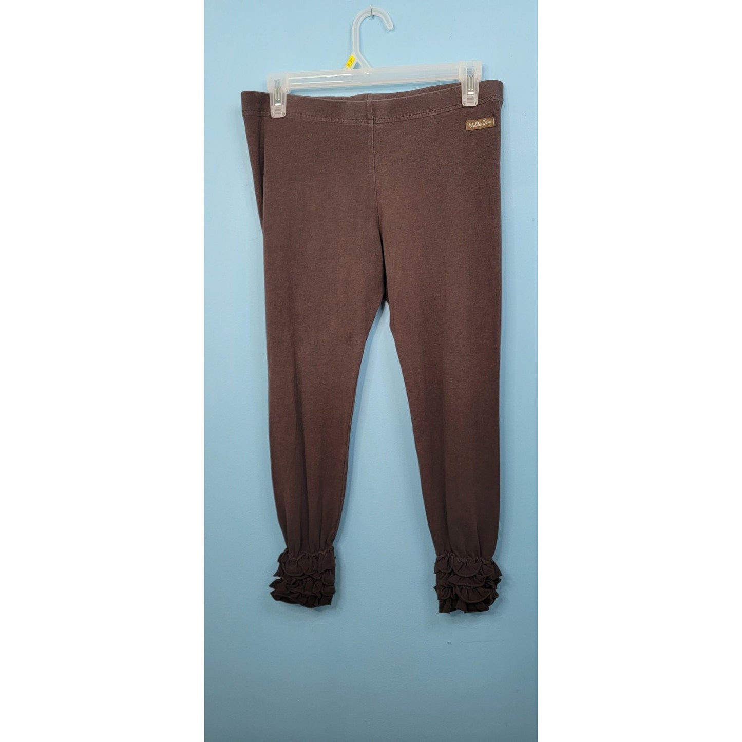Matilda Jane Brown Pants Ruffle Ankles Size 16 Small Stain On Leg
