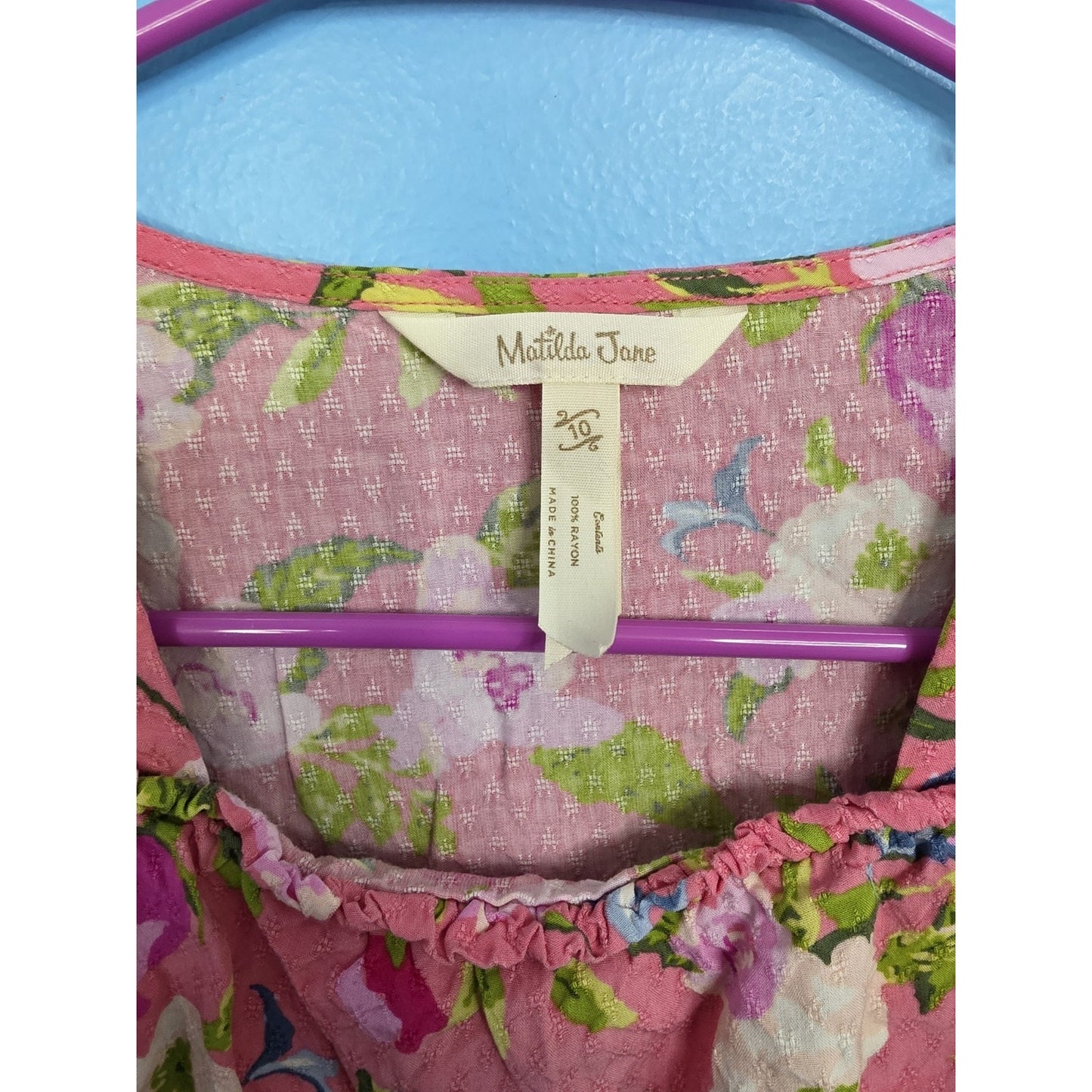 Matilda Jane Girls Size 12 Always Blooming Floral Pink Blouse Long Sleeve