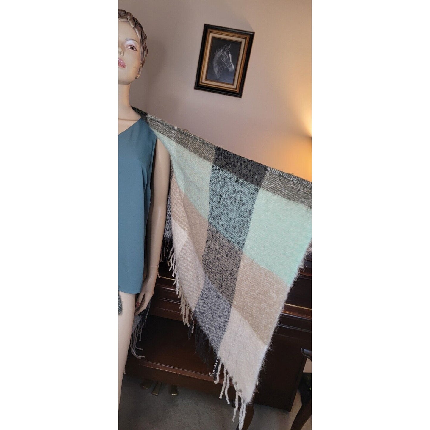 Green And Black James Paul Soft Shawl Kimono, NWT