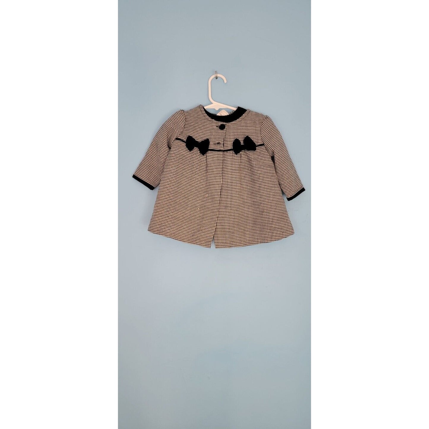 Vintage 3- Piecd Bonnie Baby Outfit, Jacket, Dress And Bloomers Black And White
