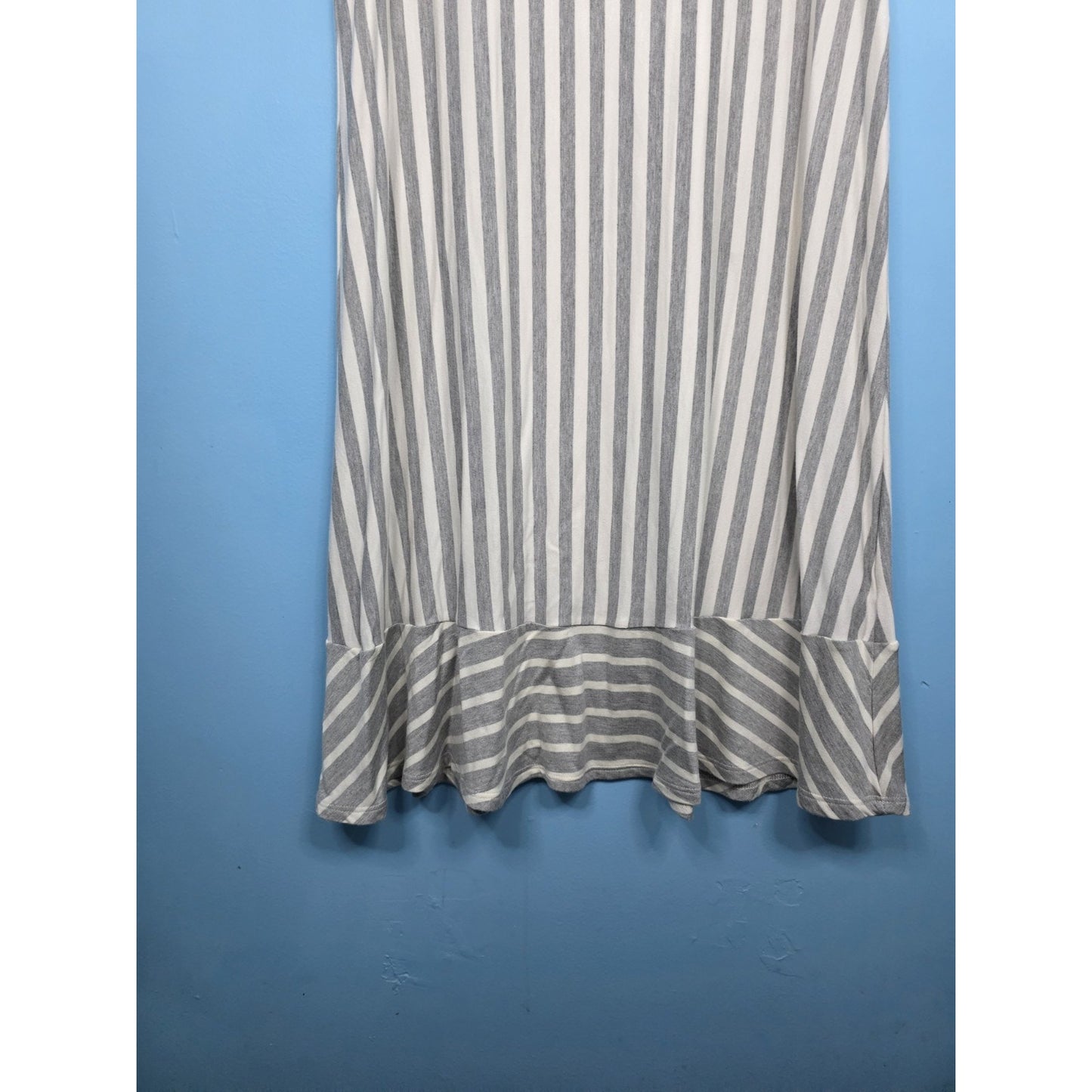 Anthropologie Puella Dress Gray And White Stripe With Flutter Hem Sizes Medium