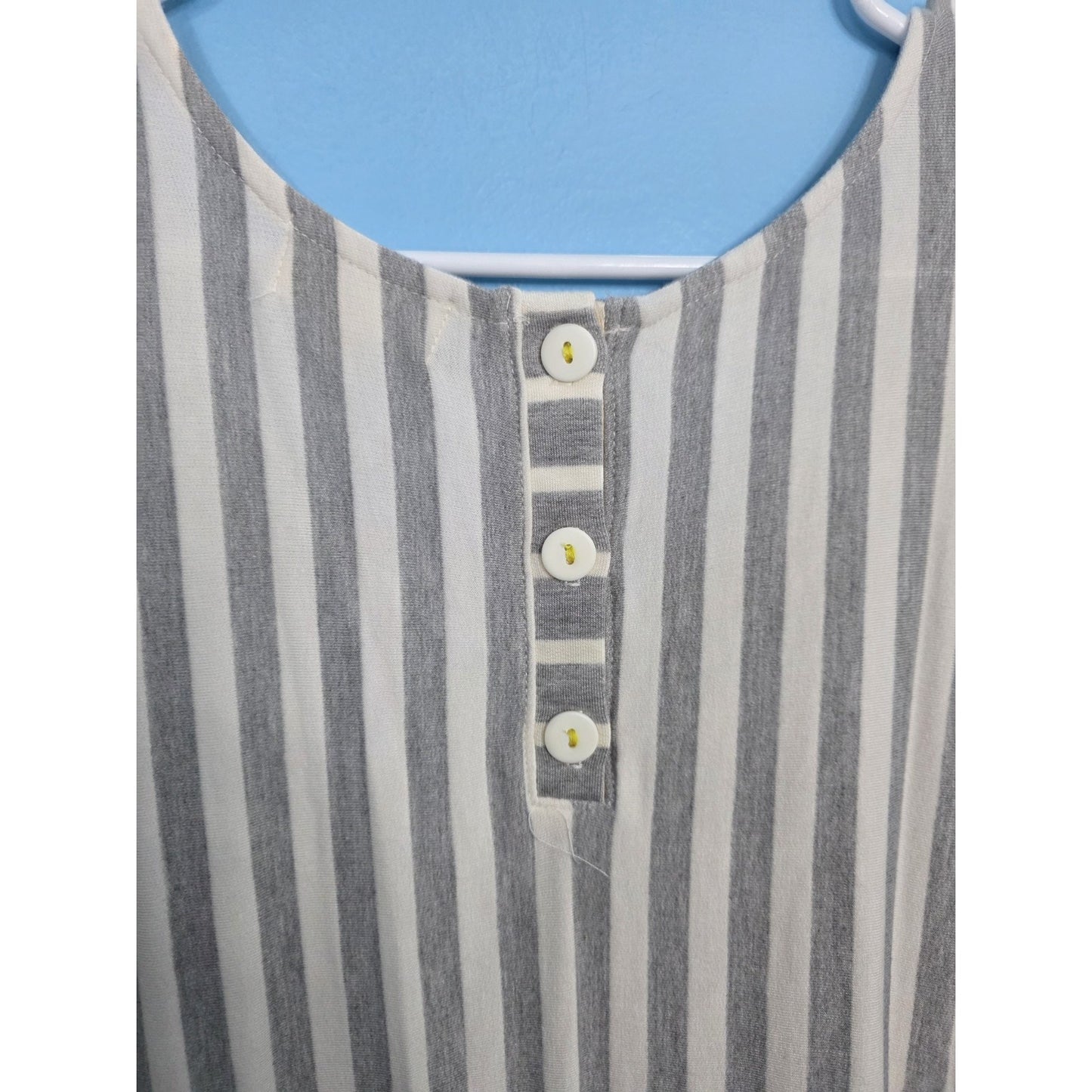 Anthropologie Puella Dress Gray And White Stripe With Flutter Hem Sizes Medium