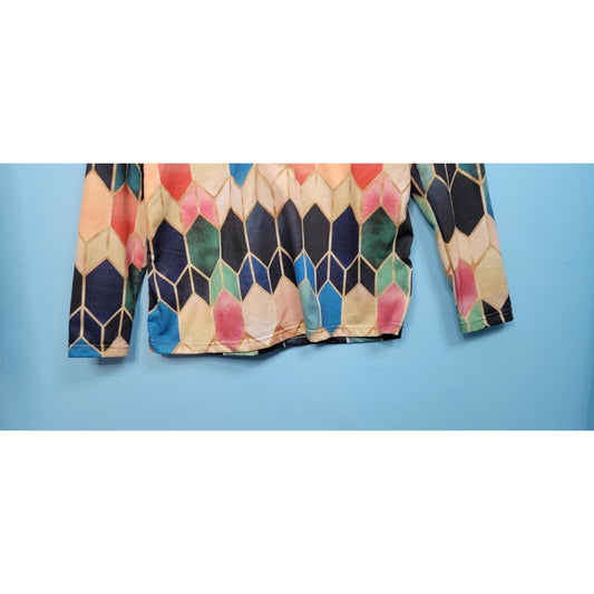 Tendency Shirt Womens Small Multi Color Geometric 1/2 Zip Stretch Pullover