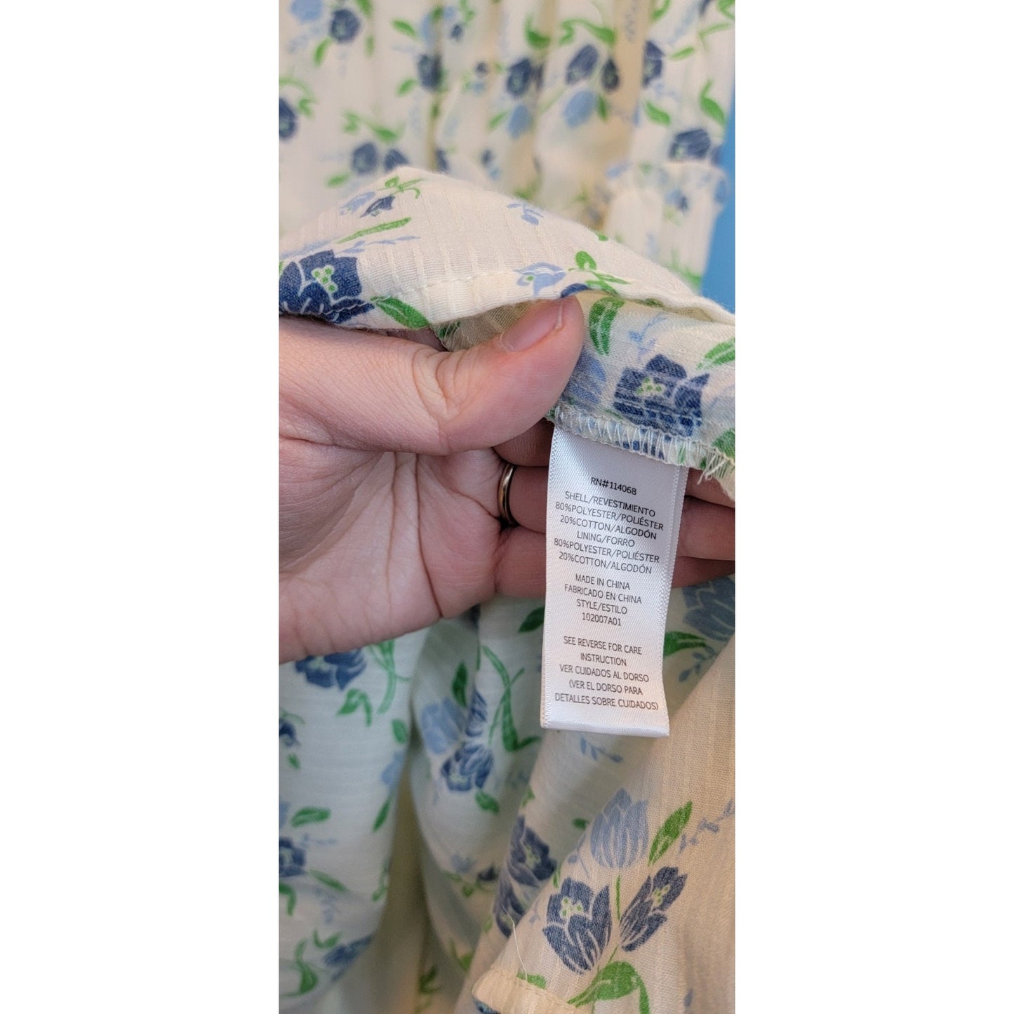 Sweet Baby Jamie Ivory Floral Print Tiered 3/4 Sleeve Midi Dress Size Medium