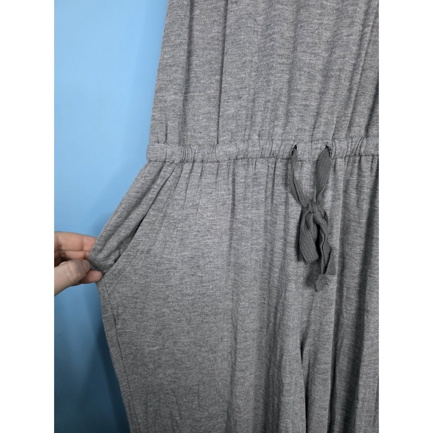 Aerie Jumpsuit Jogger Pants Tank Top Elastic Waist XS Pockets Loungewear Gray