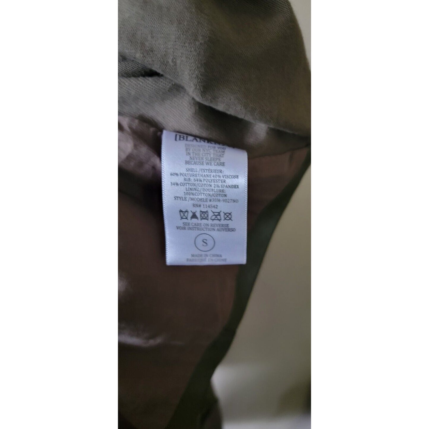 Blank NYC Faux Leather And Fabric Jacket Olive Green Biker Style Size Small