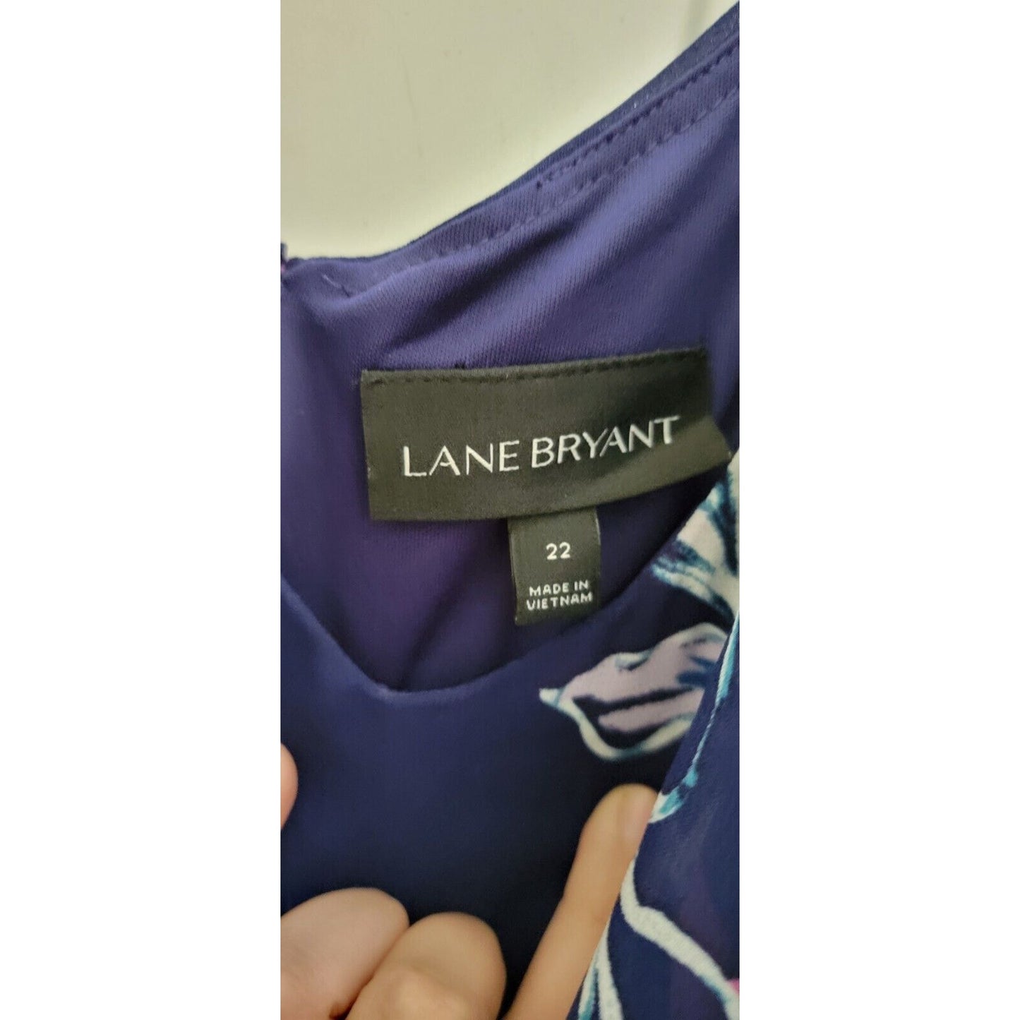 LANE BRYANT Floral Flutter Midi Dress Size 22 Chiffon Navy Blue Cocktail Wedding