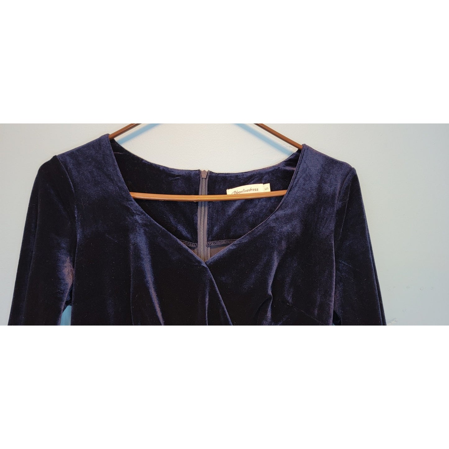 Bbonlinedress Size Small Navy Blue Velvet Fit & Flare Dress NWOT