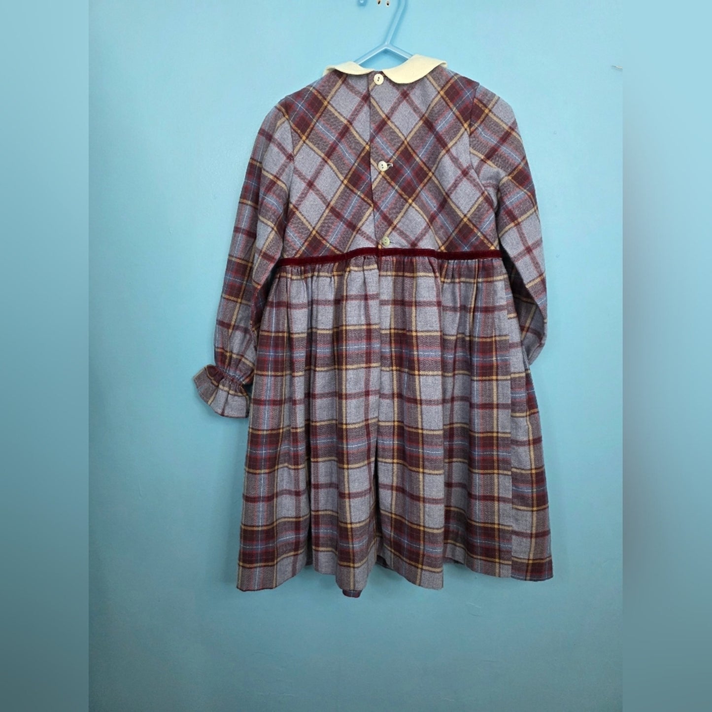 Pepa London Purple Plaid School Girl Dress Peter Pan Collar Size 5 Years