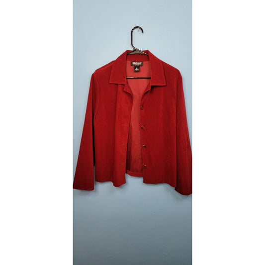 Briggs New York Medium Red Long Sleeve Button Down Women's Blazer Jacket