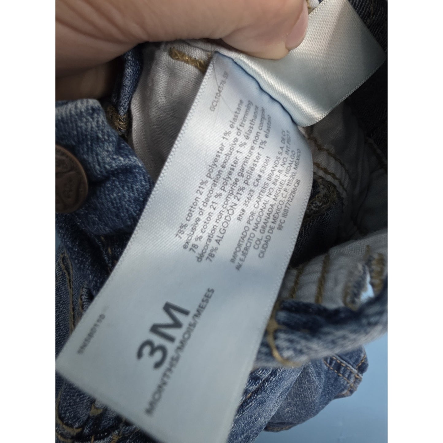 Oshkosh B’gosh baby 3m distressed denim overalls with light blue pocket vestbak