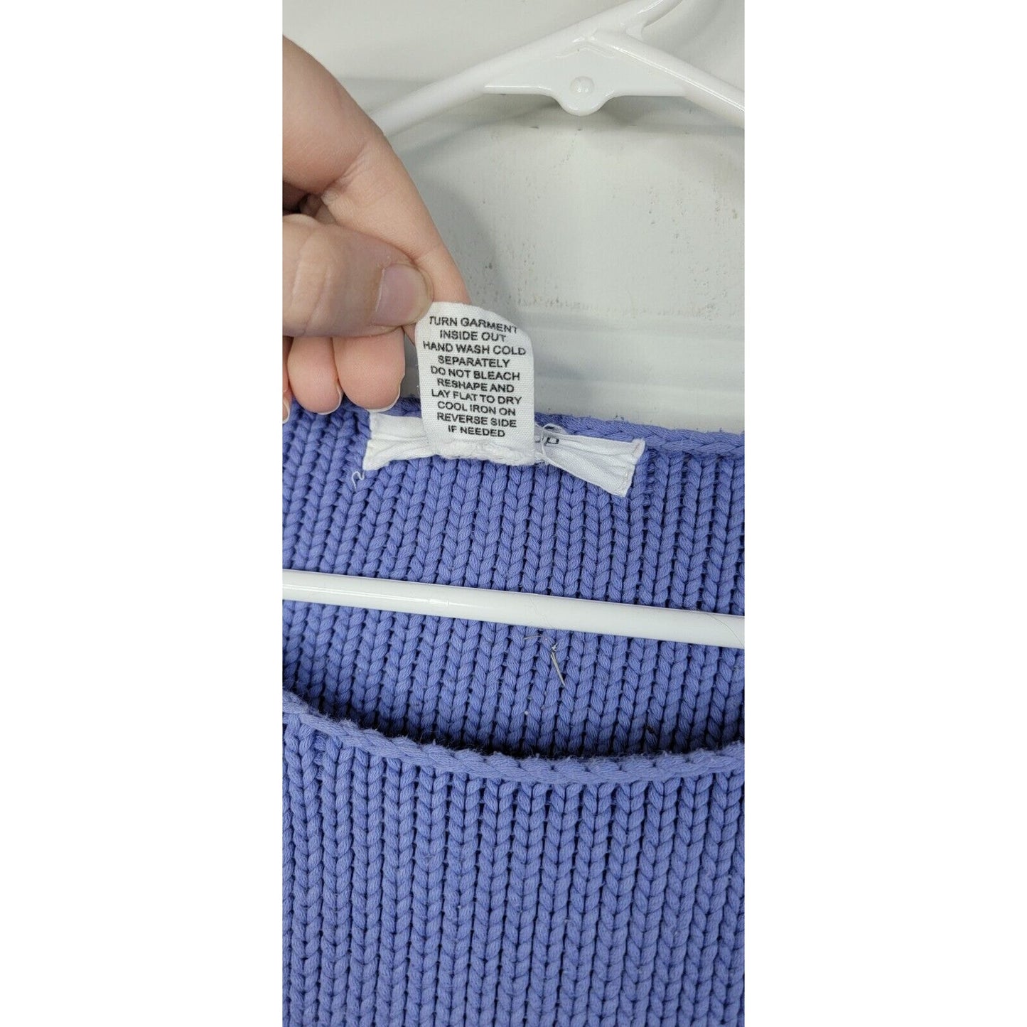Workshop Republic Clothing Knit Crew Neck Blue Sweater 3/4 Sleeves Size Large