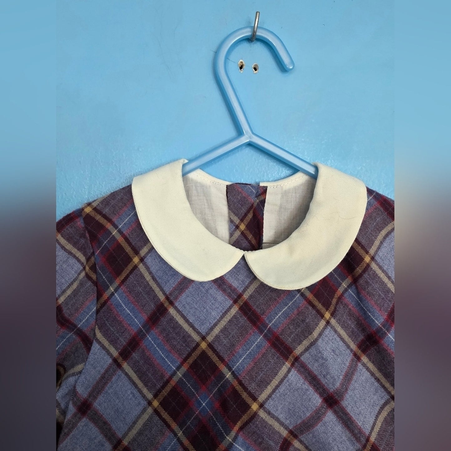 Pepa London Purple Plaid School Girl Dress Peter Pan Collar Size 5 Years