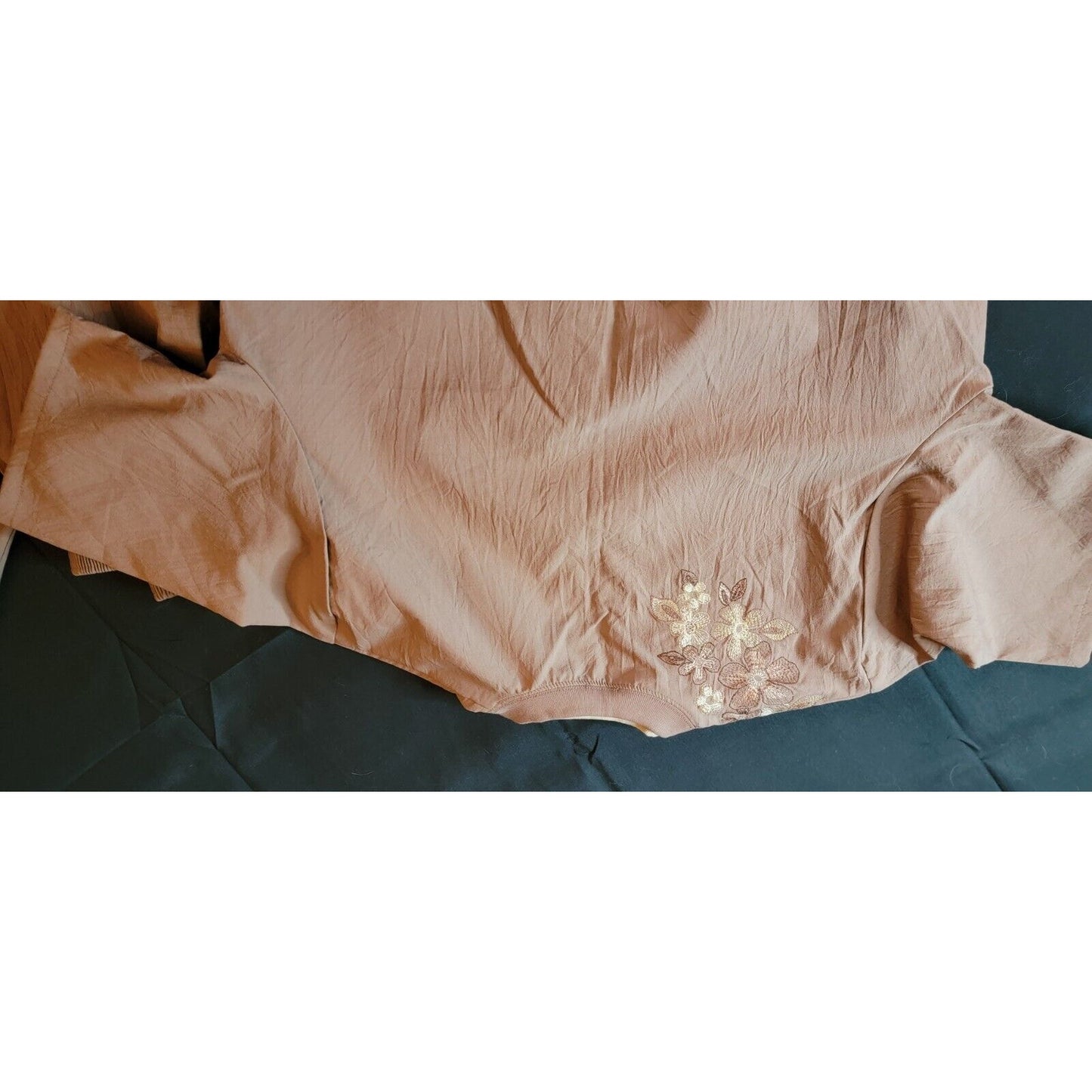 Bonworth 2 Piece Outfit Brown With Floral Embroidered Size Small, Top NWT